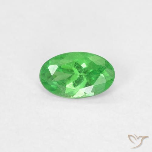 0.23 ct Green Tsavorite Garnet Gemstone, Tsavorite Garnet Gem in Oval Facet Shape for Sale.