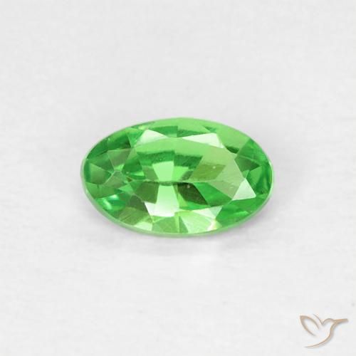 0.22 ct Green Tsavorite Garnet Gemstone, Tsavorite Garnet Gem in Oval Facet Shape for Sale.