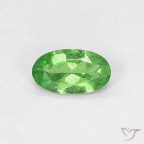 0.22 ct Green Tsavorite Garnet Gemstone, Tsavorite Garnet Gem in Oval Facet Shape for Sale.