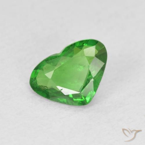 0.80 ct Green Tsavorite Garnet Gemstone, Tsavorite Garnet Gem in Heart Facet Shape for Sale.