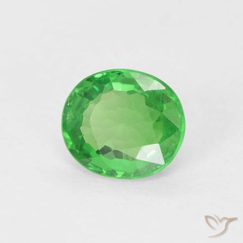0.76 ct Green Tsavorite Garnet Stone, Natural Tsavorite Garnet in Oval Facet Shape for Sale