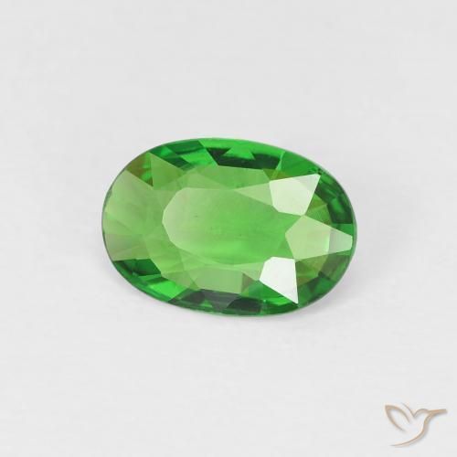 0.75 ct Green Tsavorite Garnet Stone, Natural Tsavorite Garnet in Oval Facet Shape for Sale