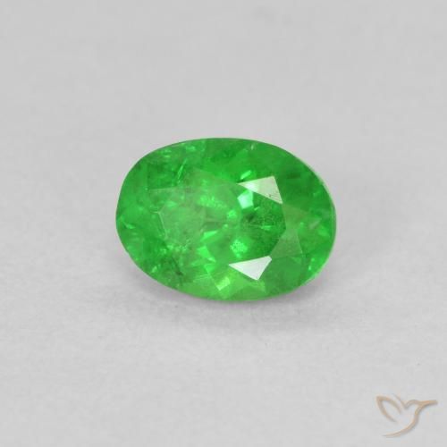 0.98 ct Green Tsavorite Garnet Stone, Natural Tsavorite Garnet in Oval Facet Shape for Sale