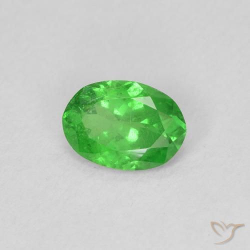 0.71 ct Green Tsavorite Garnet Stone, Natural Tsavorite Garnet in Oval Facet Shape for Sale