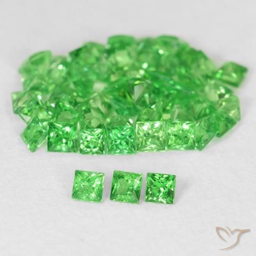 2.13 ctw Green Tsavorite Garnet Stones, Natural Tsavorite Garnet in Princess-Cut Shape for Sale