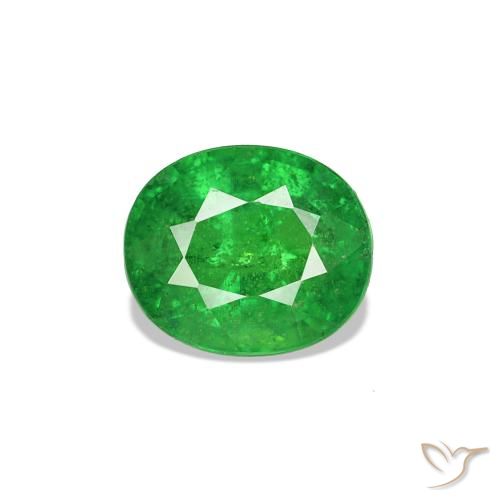 0.79 ct Green Tsavorite Garnet Gemstone, Tsavorite Garnet Gem in Oval Facet Shape for Sale.