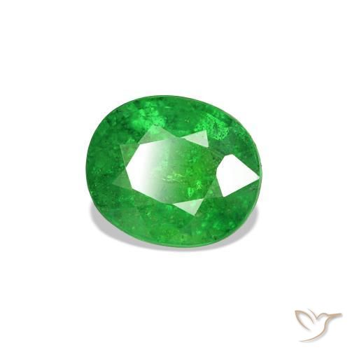0.79 ct Green Tsavorite Garnet Stone, Natural Tsavorite Garnet in Oval Facet Shape for Sale