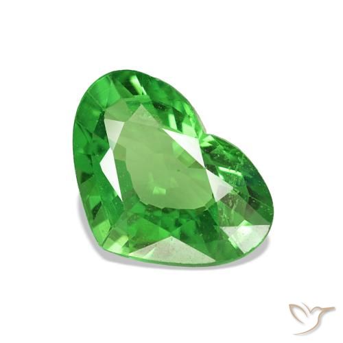 1.44ct Bright Green Tsavorite Garnet, Heart, VVS-VS