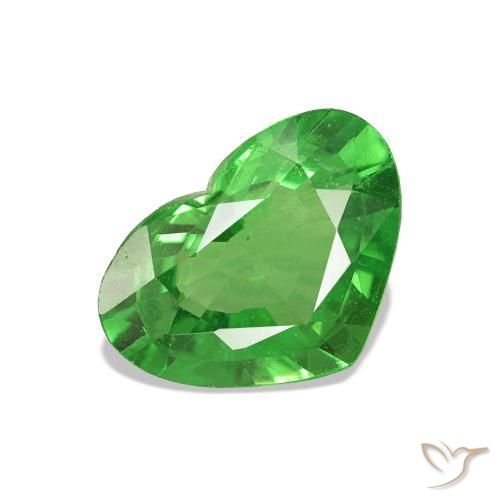 1.44 ct Green Tsavorite Garnet Stone, Natural Tsavorite Garnet in Heart Facet Shape for Sale