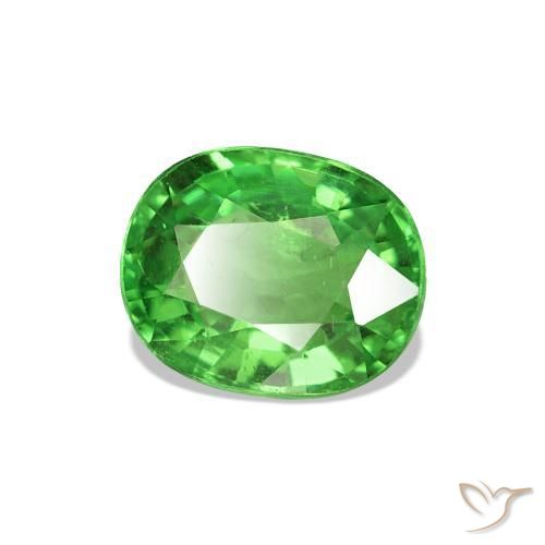 1.38 ct Green Tsavorite Garnet Stone, Natural Tsavorite Garnet in Oval Facet Shape for Sale