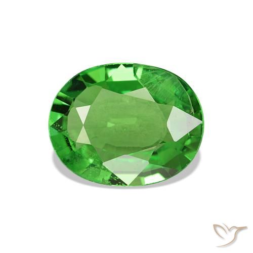 1.62 ct Green Tsavorite Garnet Gemstone, Tsavorite Garnet Gem in Oval Facet Shape for Sale.