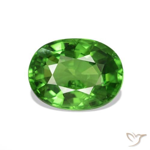1.54 ct Green Tsavorite Garnet Gemstone, Tsavorite Garnet Gem in Oval Facet Shape for Sale.