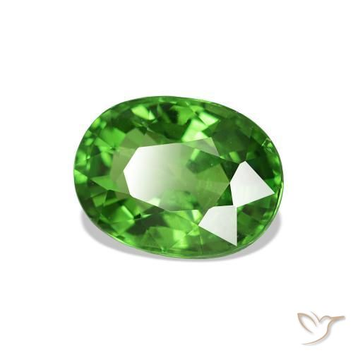 1.54 ct Green Tsavorite Garnet Stone, Natural Tsavorite Garnet in Oval Facet Shape for Sale