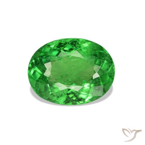 1.69 ct Green Tsavorite Garnet Gemstone, Tsavorite Garnet Gem in Oval Facet Shape for Sale.