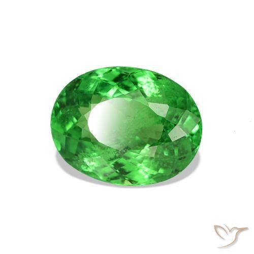 1.69 ct Green Tsavorite Garnet Stone, Natural Tsavorite Garnet in Oval Facet Shape for Sale