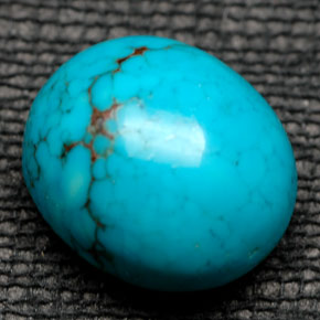 6.28 ct Blue Turquoise Stone, Natural Turquoise in Oval Cabochon Shape for Sale
