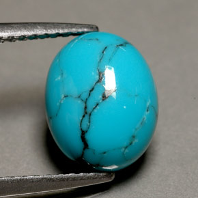 1.93 ct Blue Turquoise Stone, Natural Turquoise in Oval Cabochon Shape for Sale