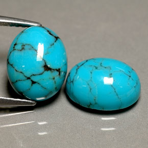 3.82 ct Blue Turquoise Stone, Natural Turquoise in Oval Cabochon Shape for Sale