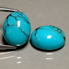3.90 ct Blue Turquoise Stone, Natural Turquoise in Oval Cabochon Shape for Sale