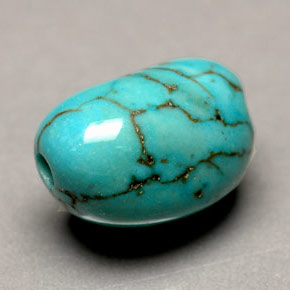 3.66 ct Blue Turquoise Gemstone, Turquoise Gem in Freeform Flat Plain-Cut Shape for Sale.