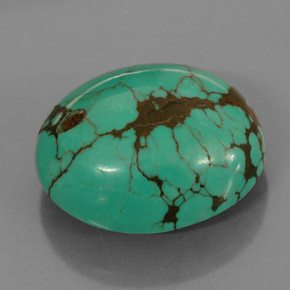 15.63 ct Green Turquoise Gemstone, Turquoise Gem in Oval Cabochon Shape for Sale.