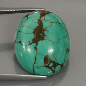 15.63 ct Green Turquoise Stone, Natural Turquoise in Oval Cabochon Shape for Sale