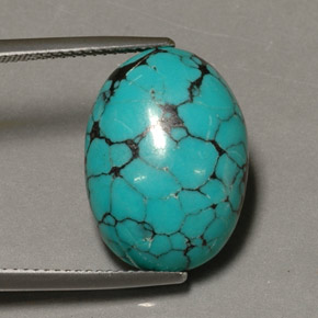 12.98 ct Blue Turquoise Stone, Natural Turquoise in Oval Cabochon Shape for Sale