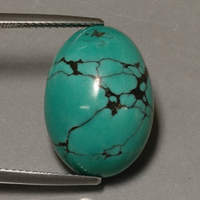12.65 ct Green Turquoise Stone, Natural Turquoise in Oval Cabochon Shape for Sale