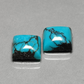 4.04 ct Blue Turquoise Gemstone, Turquoise Gem in Square Cabochon Shape for Sale.