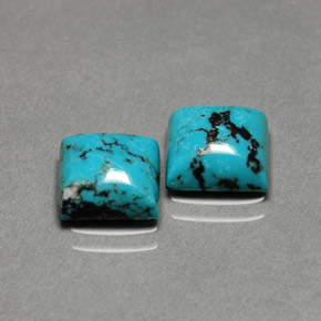 3.66 ct Blue Turquoise Gemstone, Turquoise Gem in Square Cabochon Shape for Sale.