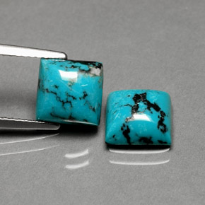3.66 ct Blue Turquoise Stone, Natural Turquoise in Square Cabochon Shape for Sale