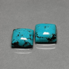 3.53 ct Blue Turquoise Gemstone, Turquoise Gem in Square Cabochon Shape for Sale.