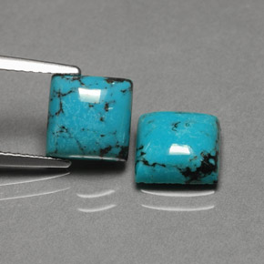 3.53 ct Blue Turquoise Stone, Natural Turquoise in Square Cabochon Shape for Sale