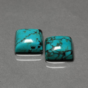 3.81 ct Blue Turquoise Gemstone, Turquoise Gem in Square Cabochon Shape for Sale.