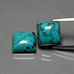 3.81 ct Blue Turquoise Stone, Natural Turquoise in Square Cabochon Shape for Sale