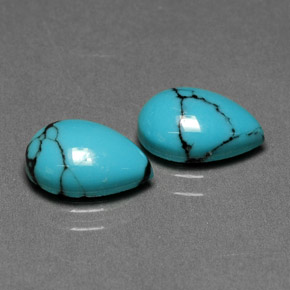 2.56 ct Blue Turquoise Gemstone, Turquoise Gem in Pear Cabochon Shape for Sale.