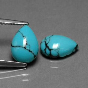 2.56 ct Blue Turquoise Stone, Natural Turquoise in Pear Cabochon Shape for Sale