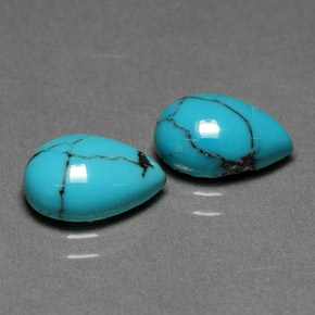 2.71 ct Blue Turquoise Gemstone, Turquoise Gem in Pear Cabochon Shape for Sale.