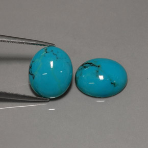5.81 ct Blue Turquoise Stone, Natural Turquoise in Oval Cabochon Shape for Sale