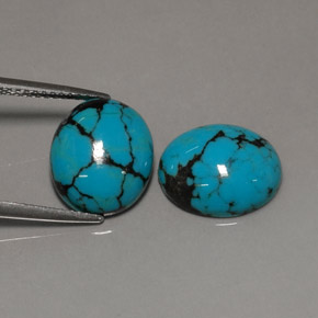 5.58 ct Blue Turquoise Stone, Natural Turquoise in Oval Cabochon Shape for Sale