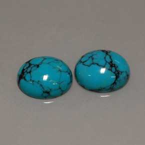 5.74 ct Blue Turquoise Gemstone, Turquoise Gem in Oval Cabochon Shape for Sale.