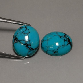 5.74 ct Blue Turquoise Stone, Natural Turquoise in Oval Cabochon Shape for Sale