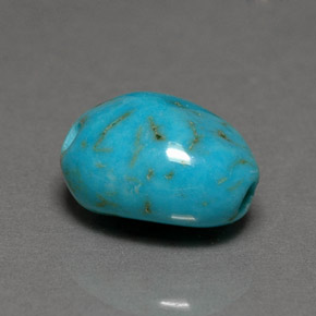 3.35 ct Blue Turquoise Gemstone, Turquoise Gem in Freeform Flat Plain-Cut Shape for Sale.