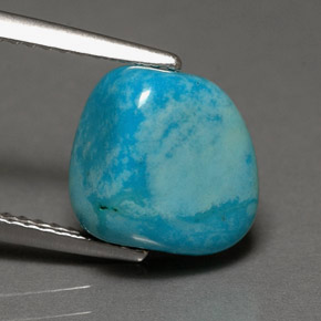 3.83 ct Blue Turquoise Stone, Natural Turquoise in Freeform Flat Plain-Cut Shape for Sale