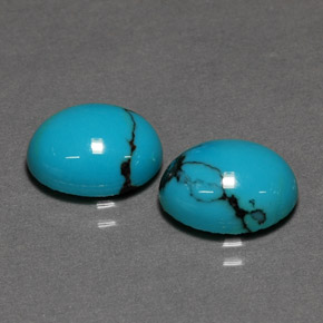 3.27 ct Blue Turquoise Gemstone, Turquoise Gem in Oval Cabochon Shape for Sale.