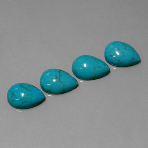 5.06 ct Blue Turquoise Stone, Natural Turquoise in Pear Cabochon Shape for Sale