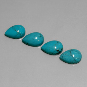 5.12 ct Blue Turquoise Gemstone, Turquoise Gem in Pear Cabochon Shape for Sale.