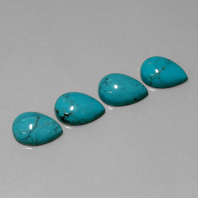 5.12 ct Blue Turquoise Stone, Natural Turquoise in Pear Cabochon Shape for Sale
