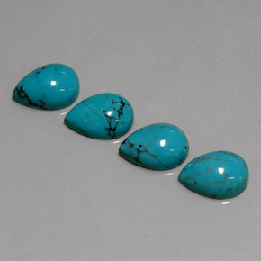 5.68 ct Blue Turquoise Gemstone, Turquoise Gem in Pear Cabochon Shape for Sale.