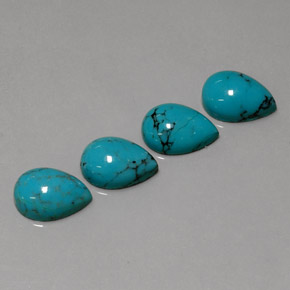 5.68 ct Blue Turquoise Stone, Natural Turquoise in Pear Cabochon Shape for Sale